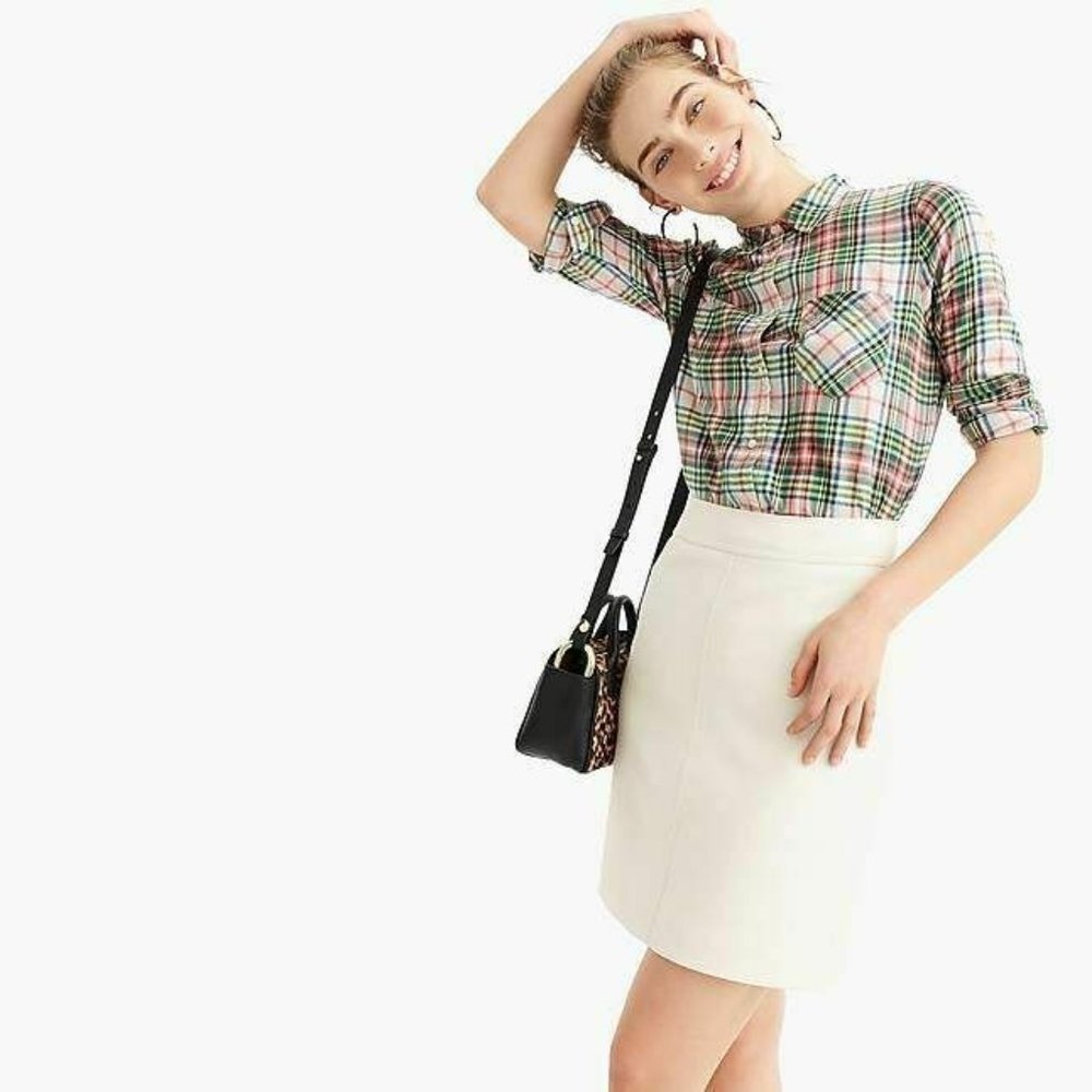 shirt coral tartan plaid flannel top 0 XS K3742